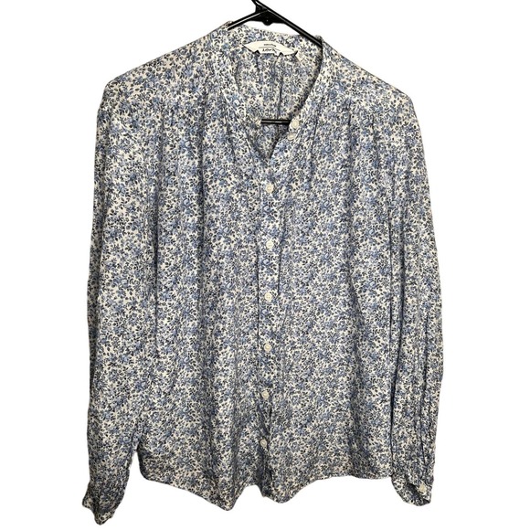 & Other Stories Tops - & other stories Floral Print Long Sleeve Button-Up Shirt Top Blue Women's Size 6